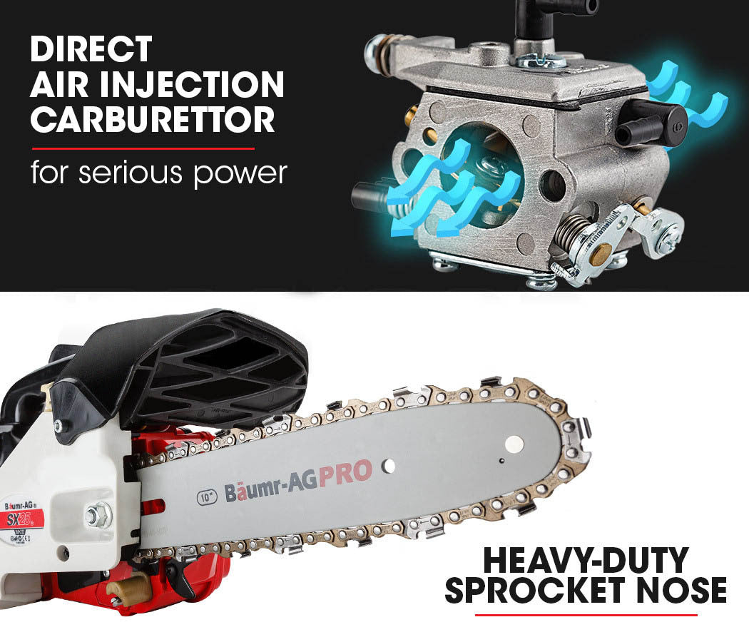 Chainsaws: Baumr-AG 25CC Petrol Chainsaw Arborist 10 Bar Tree Pruning Garden Chain Saw