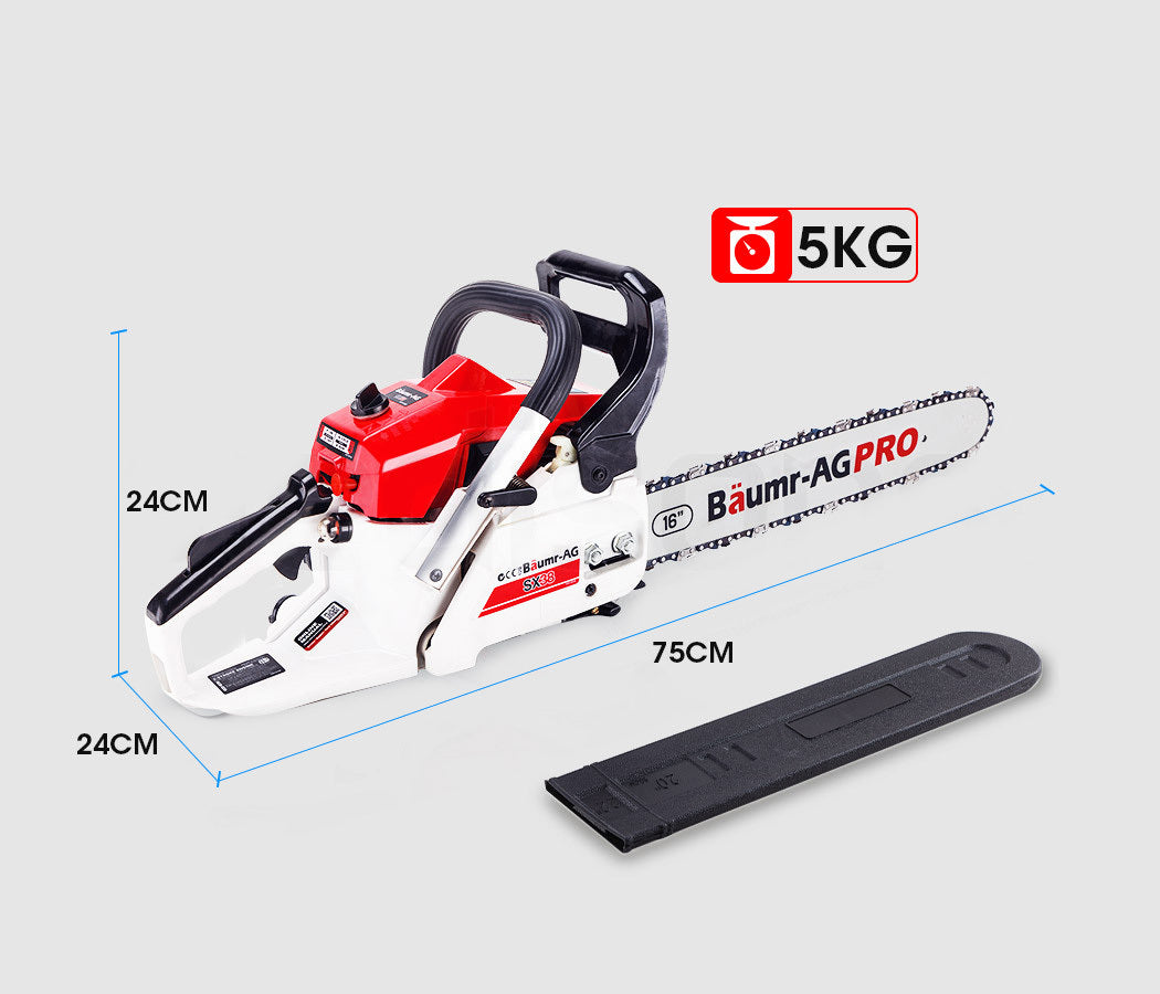 Chainsaws: Baumr-AG 38CC Petrol Commercial Chainsaw 16 Bar E-Start 3.2 HP Chain Saw