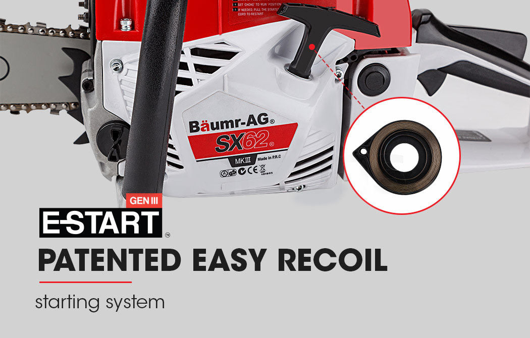 Chainsaws: Baumr-AG 62CC Petrol Commercial Chainsaw 20 Bar E-Start Pruning Chain Saw