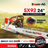 Chainsaws: BAUMR-AG Petrol Commercial Chainsaw 24 Bar E-Start Chain Saw Top Handle Pruning
