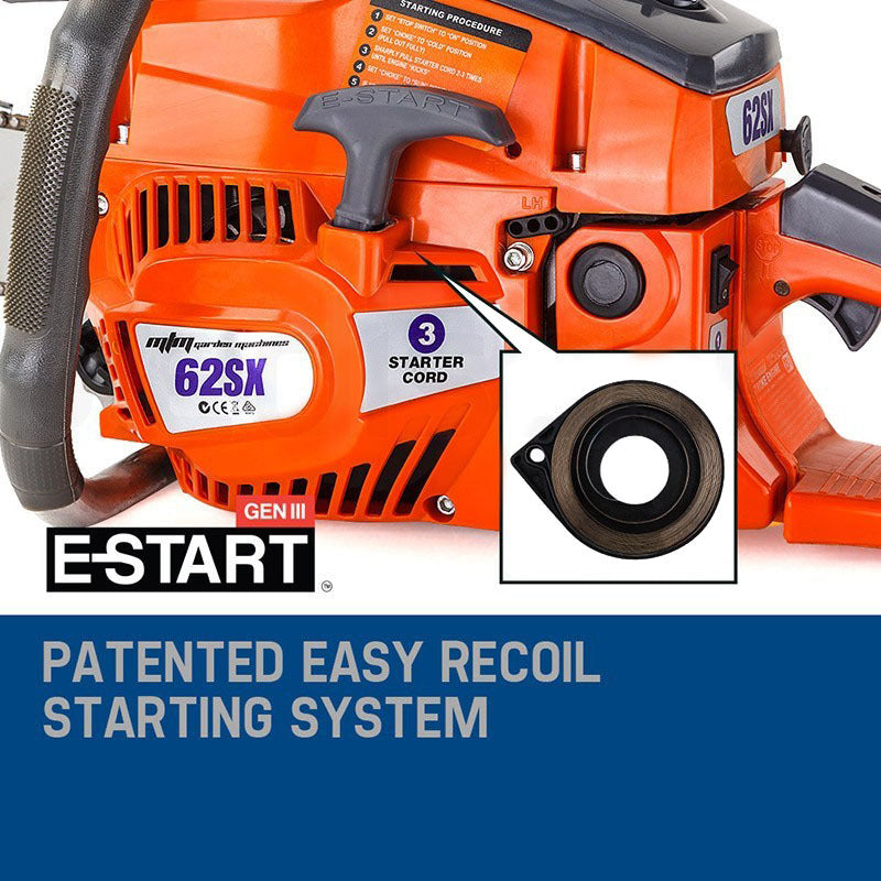 Chainsaws: MTM Petrol Commercial Chainsaw 22 Bar E-Start Tree Pruning Chain Saw Top Handle