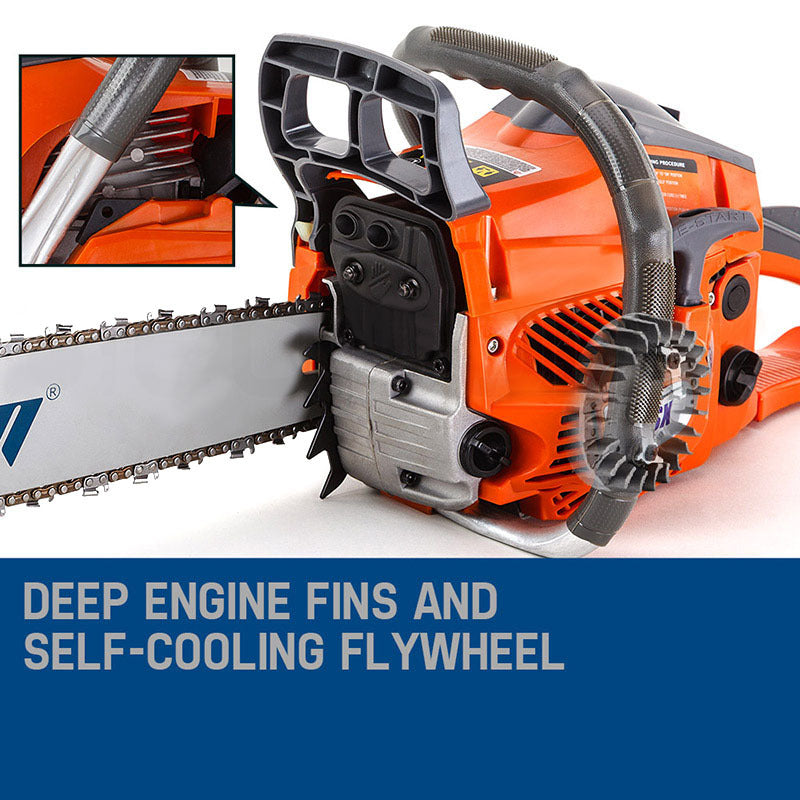 Chainsaws: MTM Petrol Commercial Chainsaw 22 Bar E-Start Tree Pruning Chain Saw Top Handle