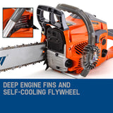 Chainsaws: MTM Petrol Commercial Chainsaw 22 Bar E-Start Tree Pruning Chain Saw Top Handle