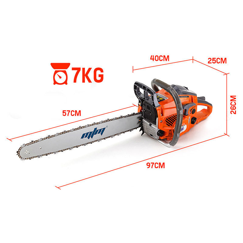 Chainsaws: MTM Petrol Commercial Chainsaw 22 Bar E-Start Tree Pruning Chain Saw Top Handle