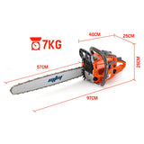 Chainsaws: MTM Petrol Commercial Chainsaw 22 Bar E-Start Tree Pruning Chain Saw Top Handle