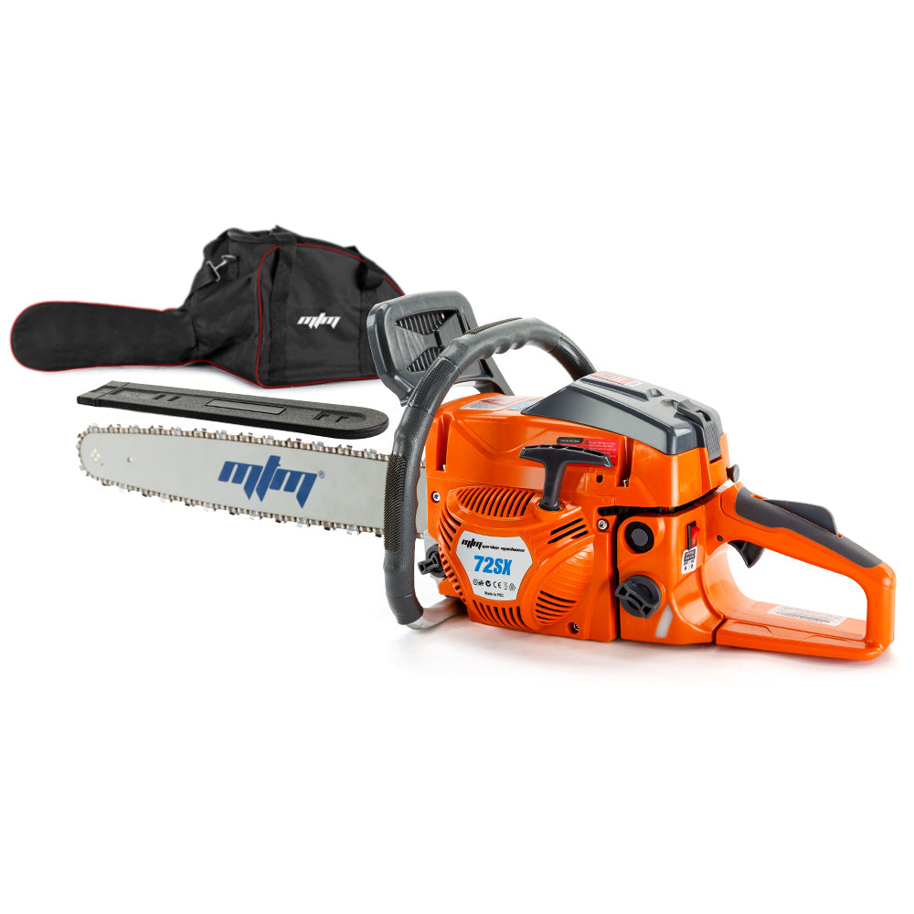 Chainsaws: MTM Petrol Commercial Chainsaw 22 Bar Chain Saw E-Start Tree Pruning Top Handle