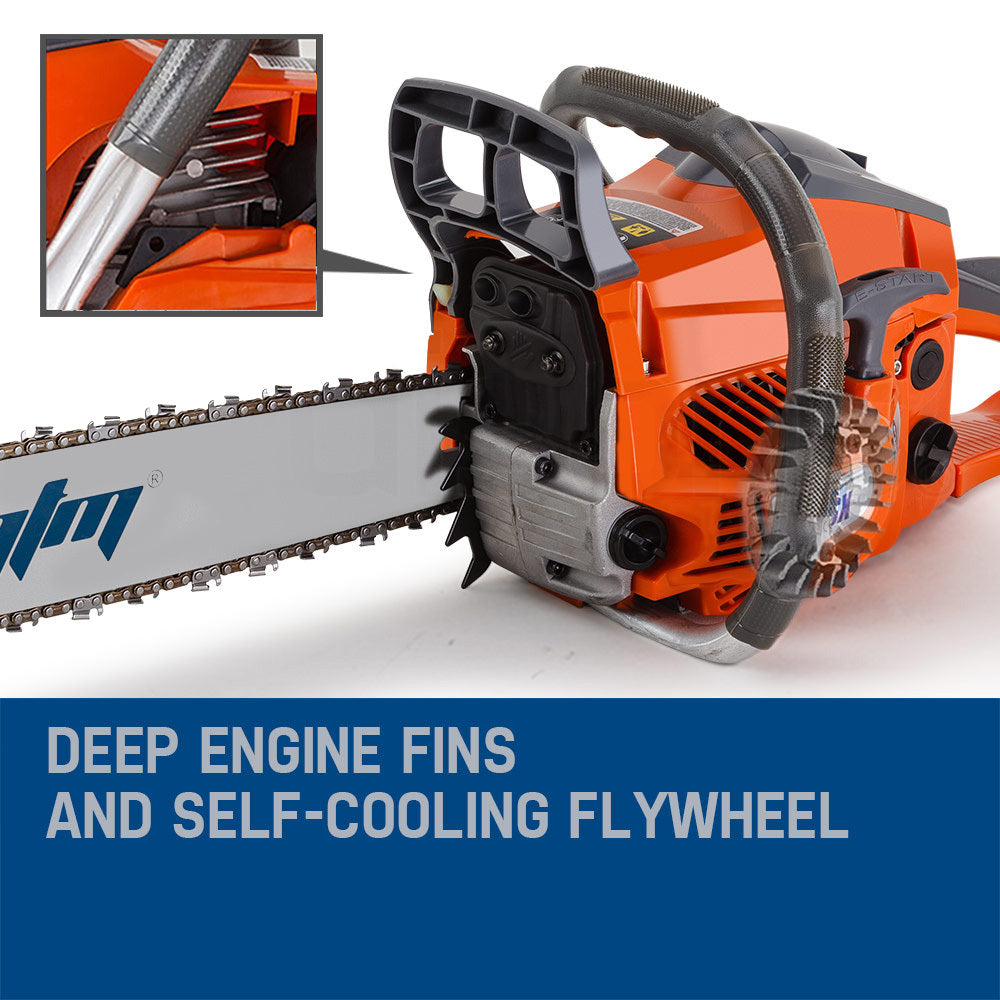 Chainsaws: MTM Chainsaw Petrol Commercial 20 Bar E-Start Tree Pruning Chain Saw HP