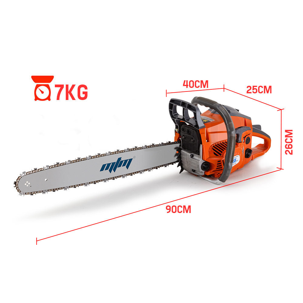 Chainsaws: MTM Chainsaw Petrol Commercial 20 Bar E-Start Tree Pruning Chain Saw HP