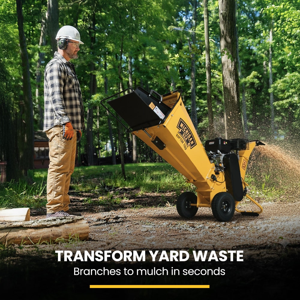 Outdoor Power Equipment: MICHIGAN 7HP 212cc Petrol Wood Chipper, Tree Mulcher - Raptor 1100