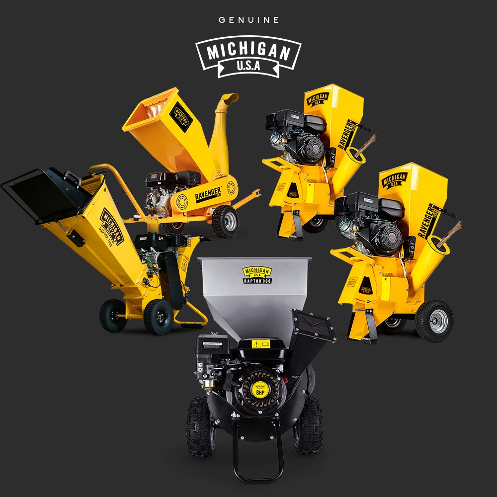 Outdoor Power Equipment: MICHIGAN 7HP 212cc Petrol Wood Chipper, Tree Mulcher - Raptor 1100