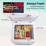 Freezers: GECKO 100L Portable Chest Freezer, 12V/24V/240V for Motorhome and Caravan, White