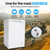 Freezers: GECKO 100L Portable Chest Freezer, 12V/24V/240V for Motorhome and Caravan, White