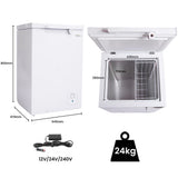 Freezers: GECKO 100L Portable Chest Freezer, 12V/24V/240V for Motorhome and Caravan, White