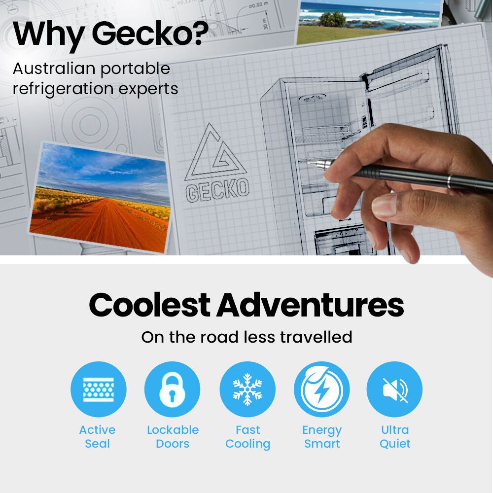 GECKO 139L Upright Portable Fridge / Freezer, 12V/24V for Motorhome, Tiny Home, Off-grid and Caravan, Black
