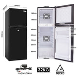 Camping Appliances: GECKO 142L Upright Portable Fridge / Freezer, 12V/24V for Motorhome and Caravan, Black