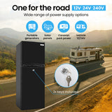 Camping Appliances: GECKO 142L Upright Portable Fridge / Freezer, 12V/24V for Motorhome and Caravan, Black