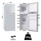 Camping Appliances: GECKO 142L Upright Portable Fridge / Freezer, 12V/24V for Motorhome and Caravan, Silver