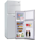 Camping Appliances: GECKO 142L Upright Portable Fridge / Freezer, 12V/24V for Motorhome and Caravan, Silver