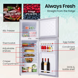 Camping Appliances: GECKO 142L Upright Portable Fridge / Freezer, 12V/24V for Motorhome and Caravan, Silver