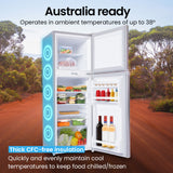 Camping Appliances: GECKO 142L Upright Portable Fridge / Freezer, 12V/24V for Motorhome and Caravan, Silver