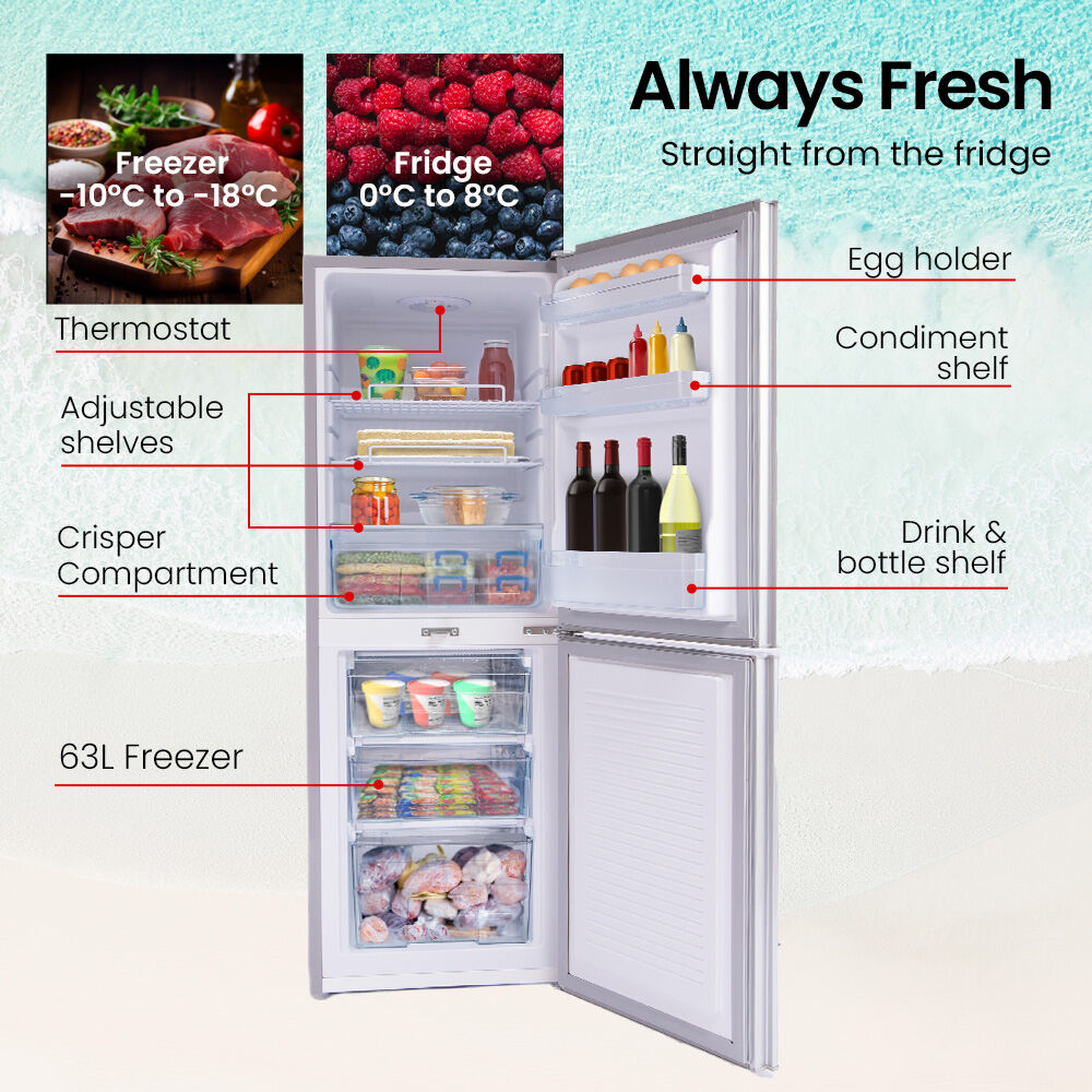 Camping Appliances: GECKO 160L Upright Portable Fridge / Freezer, 12V/24V for Motorhome and Caravan, Silver