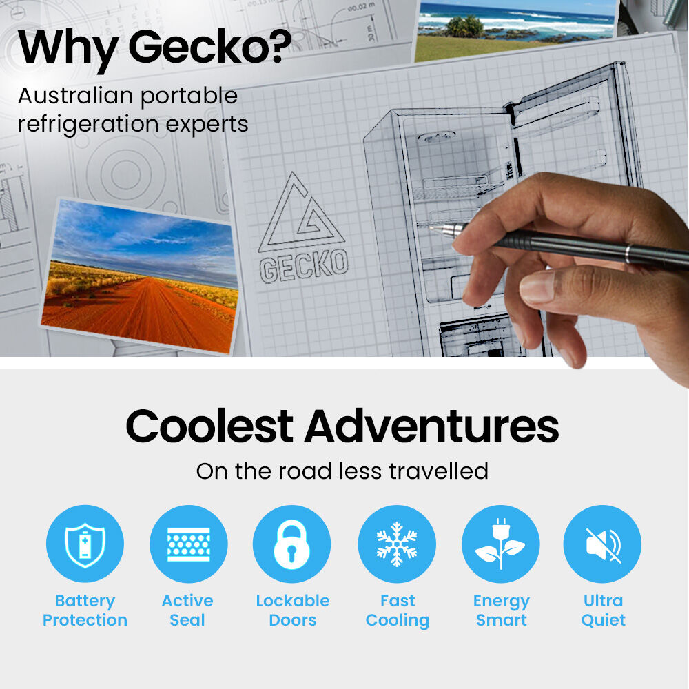 Camping Appliances: GECKO 160L Upright Portable Fridge / Freezer, 12V/24V for Motorhome and Caravan, Silver