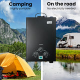 Portable Toilets & Showers: Thermomate Portable Gas Outdoor Camping Hot Water Heater System, with 12V Pump, Shower Head, Black