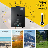 Portable Toilets & Showers: Thermomate Portable Gas Outdoor Camping Hot Water Heater System, with 12V Pump, Shower Head, Black