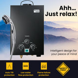 Portable Toilets & Showers: Thermomate Portable Gas Outdoor Camping Hot Water Heater System, with 12V Pump, Shower Head, Black