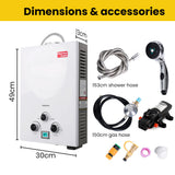 Portable Toilets & Showers: Thermomate Portable Gas Outdoor Camping Hot Water Heater System, with 12V Pump, Shower Head, White