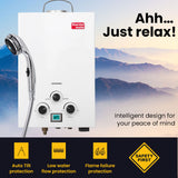 Portable Toilets & Showers: Thermomate Portable Gas Outdoor Camping Hot Water Heater System, with 12V Pump, Shower Head, White