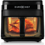 Air Fryers: EUROCHEF 6.5L Air Fryer, Electric Digital Airfryer with Glass Container, Black