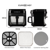 Air Fryers: EUROCHEF 6.5L Air Fryer, Electric Digital Airfryer with Glass Container, Black
