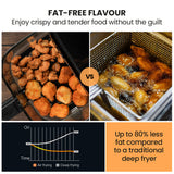 Air Fryers: EUROCHEF 6.5L Air Fryer, Electric Digital Airfryer with Glass Container, Black