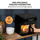 Air Fryers: EUROCHEF 6.5L Air Fryer, Electric Digital Airfryer with Glass Container, Black