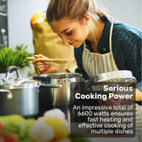 Cooktops & Stoves: EuroChef 60cm 4 Zone Ceramic Cooktop, 6600W Electric, FlexiZone Adjustable Size Hobs, Touch Controls