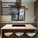 Cooktops & Stoves: EuroChef 60cm 4 Zone Ceramic Cooktop, 6600W Electric, FlexiZone Adjustable Size Hobs, Touch Controls