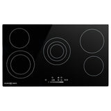 Cooktops & Stoves: EuroChef 90cm 5 Zone Ceramic Cooktop, 8900W Electric, FlexiZone Adjustable Size Hobs, Touch Controls