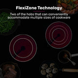 Cooktops & Stoves: EuroChef 90cm 5 Zone Ceramic Cooktop, 8900W Electric, FlexiZone Adjustable Size Hobs, Touch Controls