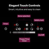 Cooktops & Stoves: EuroChef 90cm 5 Zone Ceramic Cooktop, 8900W Electric, FlexiZone Adjustable Size Hobs, Touch Controls