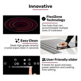 Cooktops & Stoves: EuroChef 90cm 5 Zone Ceramic Cooktop, 8900W Electric, FlexiZone Adjustable Size Hobs, Touch Controls