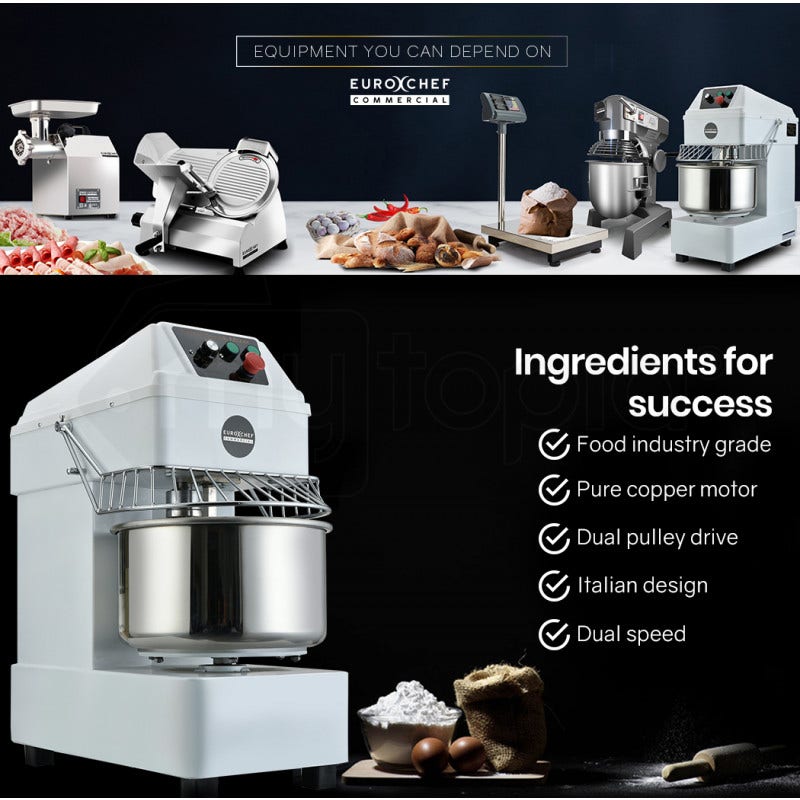 EUROCHEF 30L Spiral Dough Mixer Commercial Machine Bakery Bread Kneader Litre Small