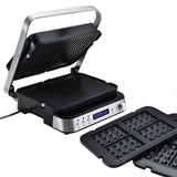 Toasters & Grills: EUROCHEF Smart Multi Contact Grill Sandwich Press Panini Waffle Maker Griddle Stainless Steel