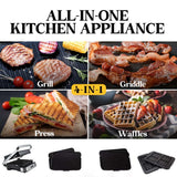 Toasters & Grills: EUROCHEF Smart Multi Contact Grill Sandwich Press Panini Waffle Maker Griddle Stainless Steel