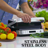 Toasters & Grills: EUROCHEF Smart Multi Contact Grill Sandwich Press Panini Waffle Maker Griddle Stainless Steel