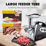 Speciality Appliances: EUROCHEF Electric Meat Grinder, Stainless Steel Mincer Sausage Filler Kibbe Maker, Black