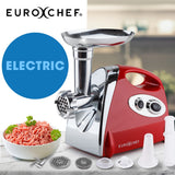 Speciality Appliances: EUROCHEF Electric Meat Grinder, Stainless Steel Mincer Sausage Filler Kibbe Maker, Red