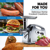 Speciality Appliances: EUROCHEF Electric Meat Grinder, Stainless Steel Mincer Sausage Filler Kibbe Maker, Silver