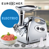 Speciality Appliances: EUROCHEF Electric Meat Grinder, Stainless Steel Mincer Sausage Filler Kibbe Maker, Silver