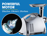 Speciality Appliances: EUROCHEF Electric Meat Grinder, Stainless Steel Mincer Sausage Filler Kibbe Maker, Silver